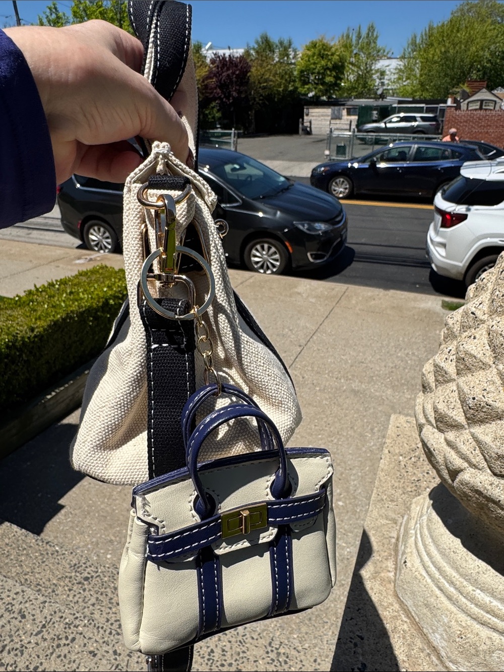 Canvas Mini Tote with Removable Mini Bag - Cream & Black Boatkin Bag NWOT’s - Picture 10 of 16
